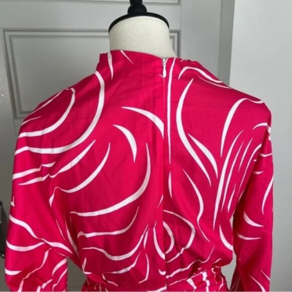 Shein Pink Zebra Printed Ruched Maxi Dress Mock Neck Satin Sz Small US‎ 4 - Picture 7 of 10